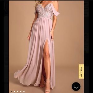 Dancing Darling Dusty Lavender Off-the-Shoulder Maxi Dress